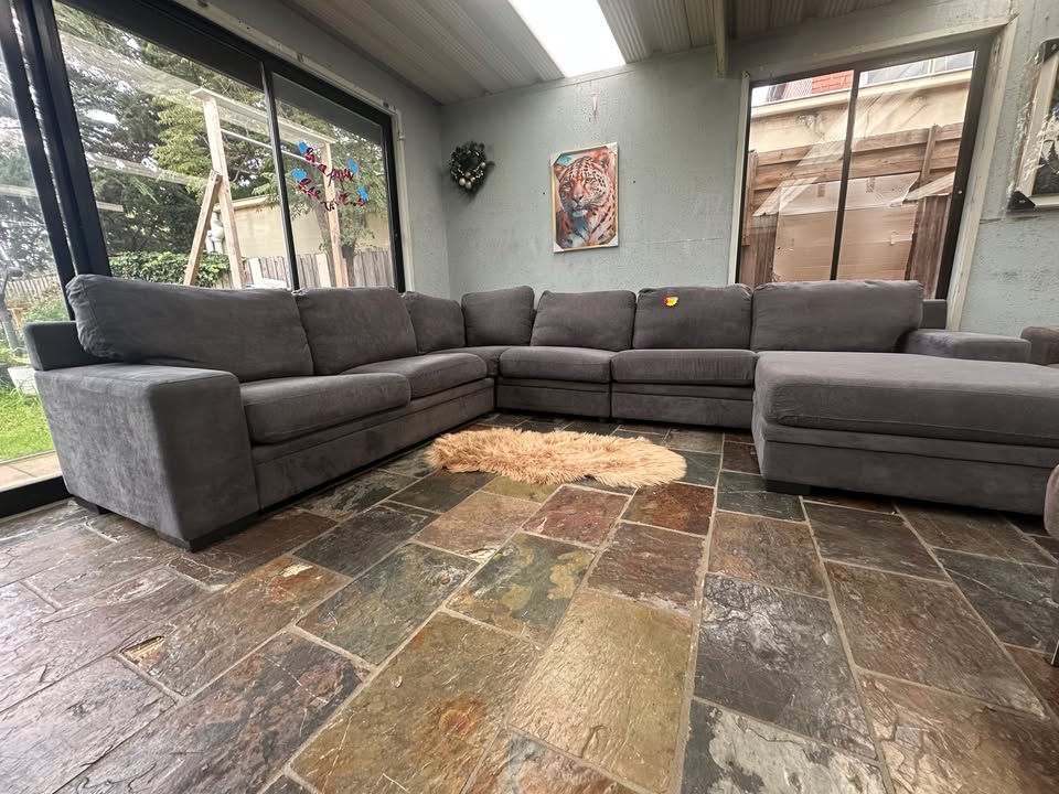 Large Dark Grey Modular Sofa with Chaise photo 2
