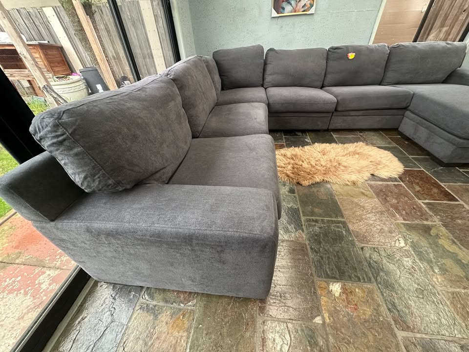 Large Dark Grey Modular Sofa with Chaise photo 3