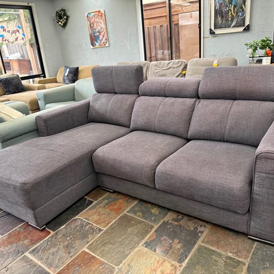 Grey 3-Seater Sofa with Chaise